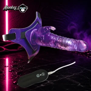 Arnés strap-on vibrador Harness Rabbit Dong morado